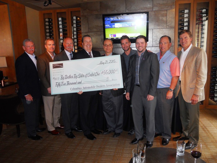 Left to right: Jeff Brindley (Roush Honda), Bill Dawes (Bob-Boyd Automotive Family), Steve Germain (Germain Motor Company), Tim McCarthy (Big Brothers Big Sisters), Ed Cohn (Big Brothers Big Sisters), Zach Germain (Germain Infiniti of Easton), Kyle Atwood (Big Brothers Big Sisters), Bobby Dawes (Bob-Boyd Automotive Family), Bruce Daniels (Honda Marysville)