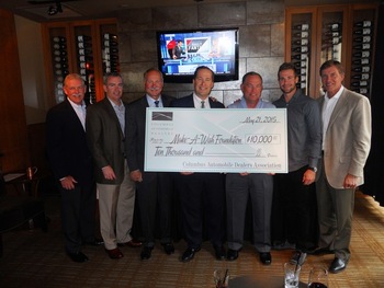 Left to right: Jeff Brindley (Roush Honda), Bill Dawes (Bob-Boyd Automotive Family), Steve Germain (Germain Motor Company), Doug Kelly (Make-A-Wish Foundation), Bobby Dawes (Bob-Boyd Automotive Family), Zach Germain (Germain Infiniti of Easton), Bruce Daniels (Honda Marysville)